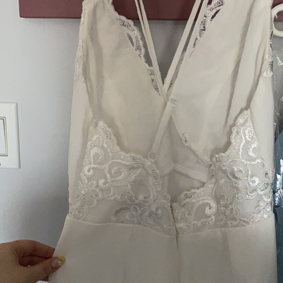 White Playsuit with Lace Detail - Picture 5 of 6